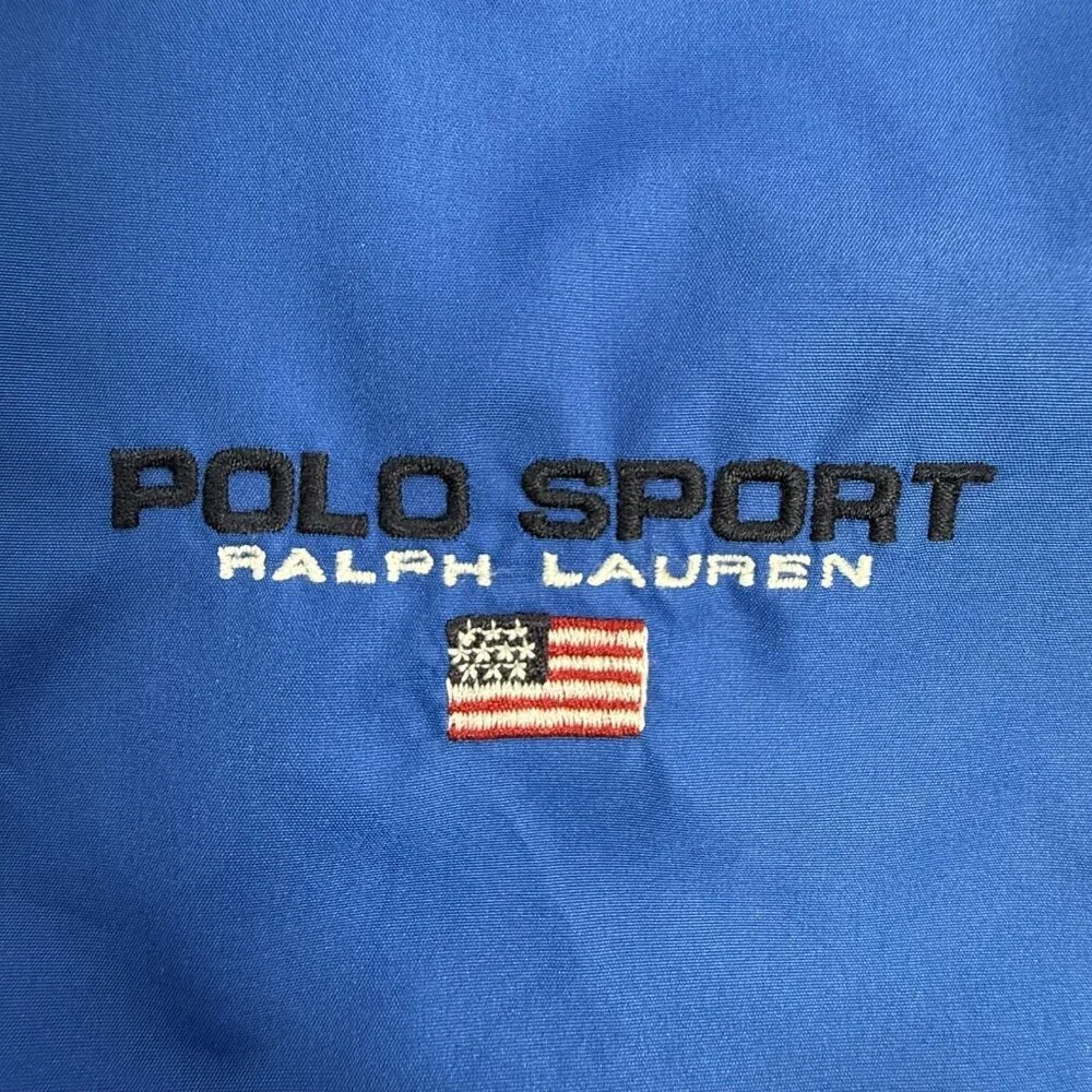 Vintage Polo Sport Ralph Lauren Vest Mens Large Blue Windbreaker USA Flag 90s‎